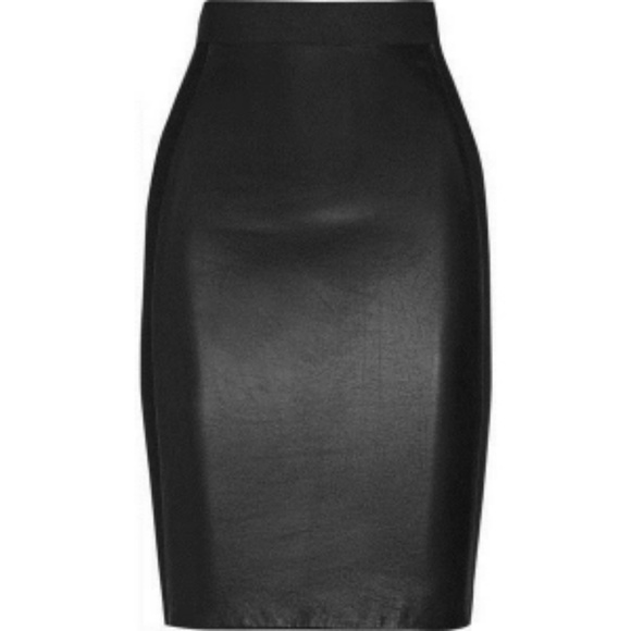 Mason lambskin leather paneled pencil skirt